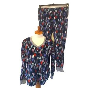 Cuddl Duds  Soft Fleece Pajama Set w/Christmas Trees Size XS